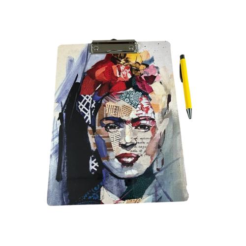 Large Clip Board Woman with Flower Head Band + Yellow Pen