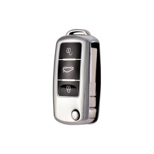 Car Key Cover/Case Compatible With Volkswagen - Silver