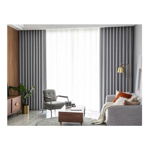 Readymade Blackout Bedroom Eyelet Curtain- Plain Grey 250 W X 240 H