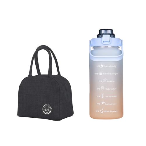 Thermal Insulated Lunch Bag + 2L Motivational Water Bottle - Orange