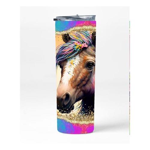 Cute Horse 20oz Insulated Skinny Tumbler Sublimated With Straw 002