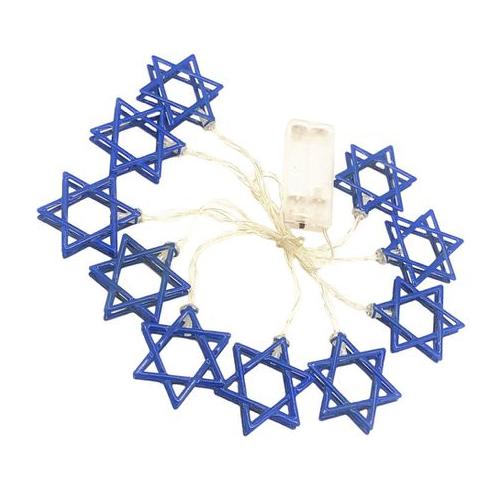 Home Festive Battery Powered Hanukkah Star of David Hanging Light - 3m