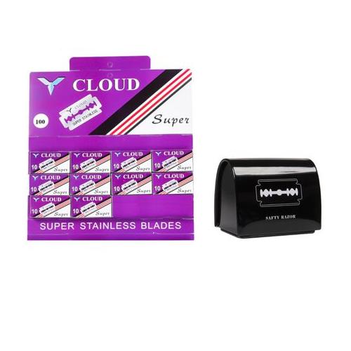 Double Edge Stainess Steel Razor Blades Y Cloud 100 Pack & Razor Blade Bank