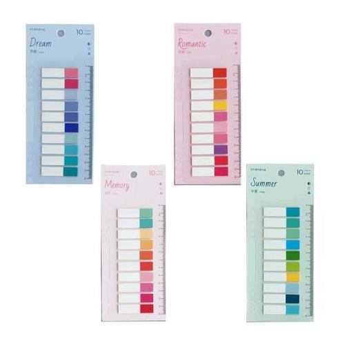 Craft Stationery Ruler Colour Index Memo Pad Sticky Notes Set of 4 (20cm)
