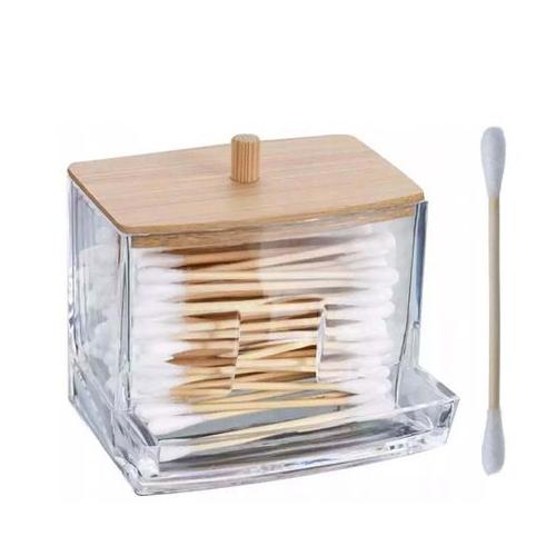 Bamboo Bud Holder with Cotton and Bamboo Earbuds