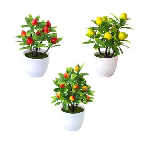 Home Decor Artificial Potted Bonsai Flowers - Set of 3