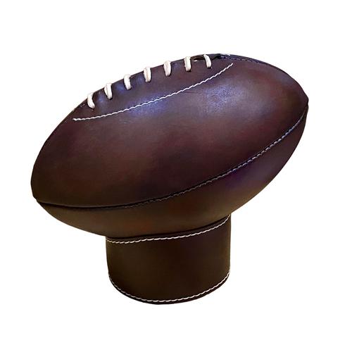 Handstitched Vintage Rugby Ball with a Leather Stand