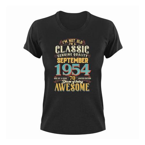 Birthday T-Shirt - Born in September 1954 - Great Gift For Him or Her