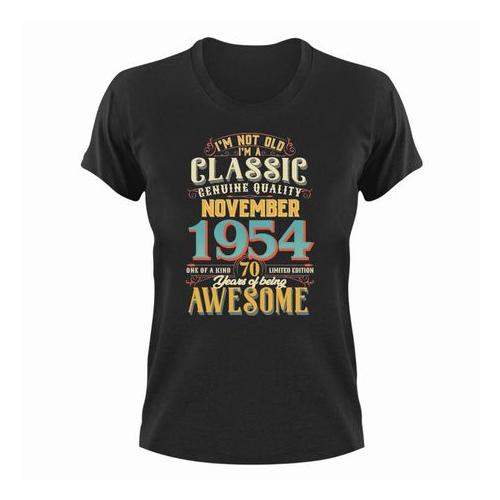 Birthday T-Shirt - Born in November 1954 - Great Gift For Him or Her