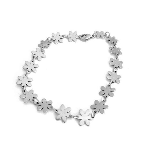 Unisex Stainless Steel Daisy Flower Bracelet