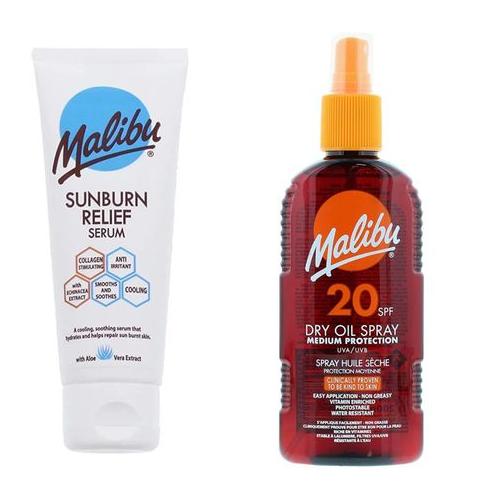 Malibu SPF 20 Tanning Oil and Sun relief Serum Bundle