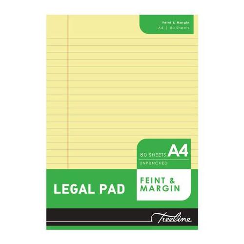Treeline - Legal Pad A4 Yellow Bond Paper, 80 Sheet ( Pack 10 )