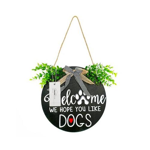 Wooden Welcome Home Sign with Flowers | Rustic Round Wood