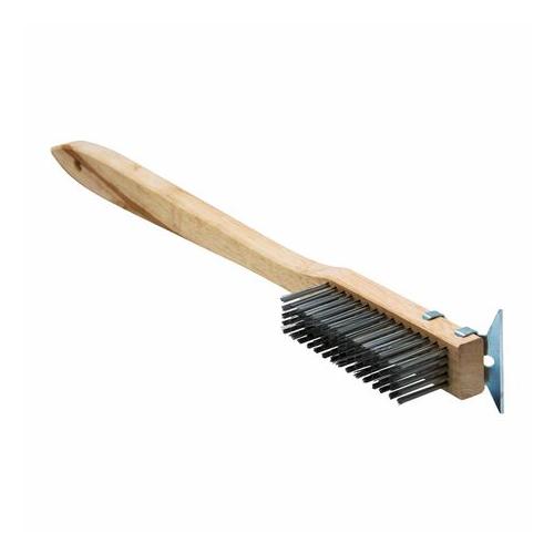 Regent Wooden Wire Brush With Griddle Scraper - 520X75X60mm