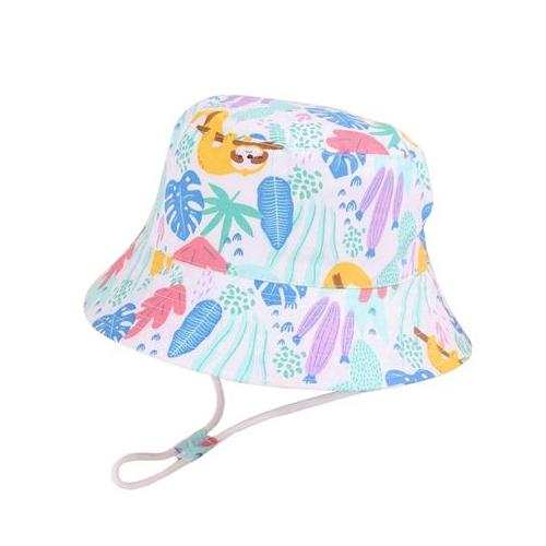 Colourful Leaf Girls Blue,Pink and Green Bucket Hat