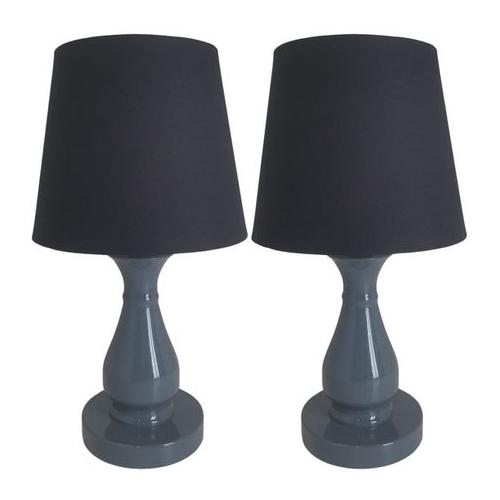 Litex Lamps Mini Shaped Metal Table Lamp with Lampshade Twinpack