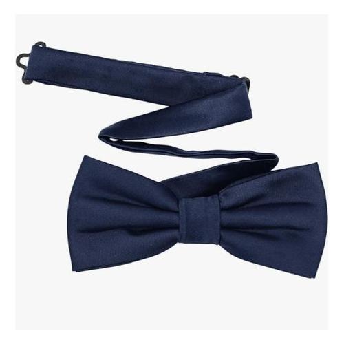 Navy Blue Plain Satin Bow Tie
