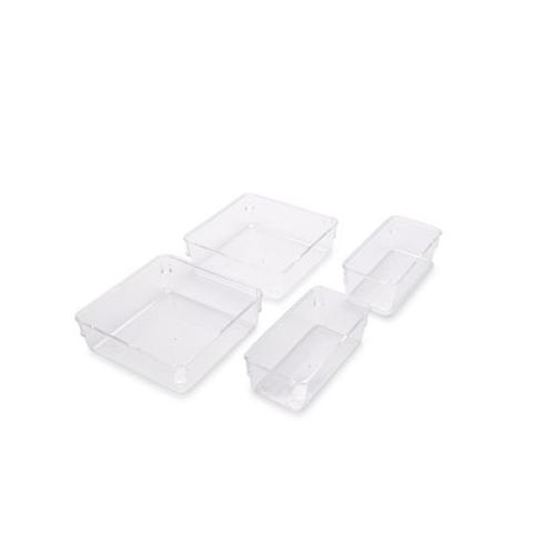 Home Guru Clear Plastic Drawer Organiser Set - 4 Pack