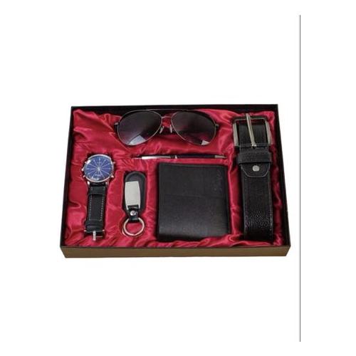 Man Gift Box Watch-Sunglasses Leather Belt-Wallet-Pen-Keychain