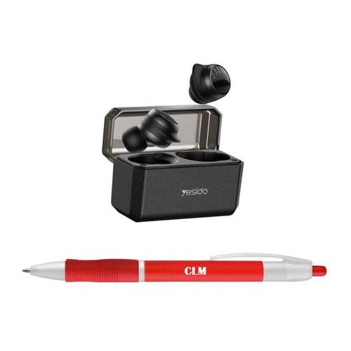 Yesido TWS20 True Wireless Portable Earphones - Black with CLM Pen