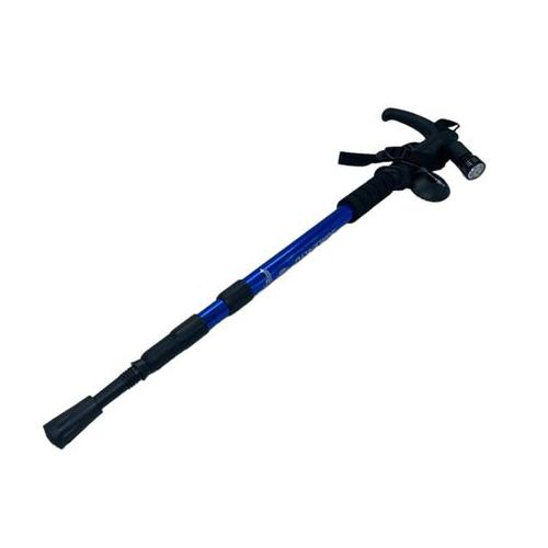 Hiking Stick Hook Handle With Flashlight And Compass - Blue
