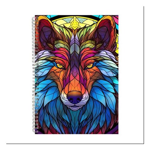 Stained Glass Wolf 1 Gift Idea A4 Notepad 216