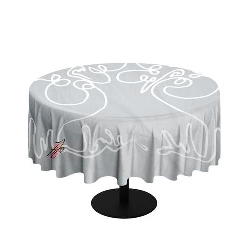Simple Flower On Grey By Fifo Round Tablecloth
