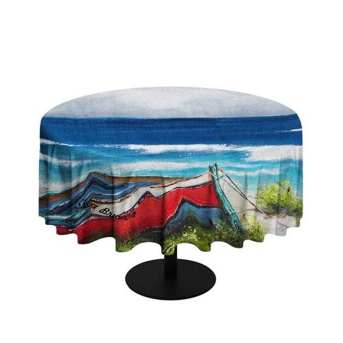 Red Dinghy Boat By Stella Bruwer Round Tablecloth
