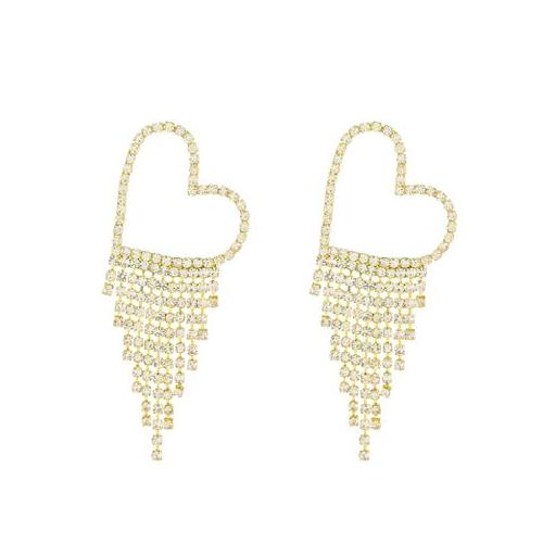 Personalized Heart-Shaped Tassel Earrings - Golden
