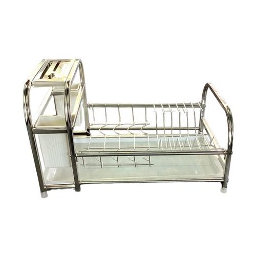 Dish Rack 41.5x27x18cm Stainless Steel With White Tray & Caddy
