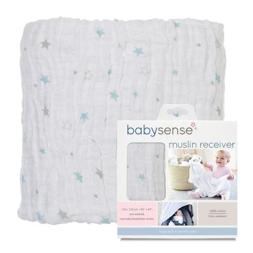 Baby Sense - Muslin Receiving Blanket - Blue