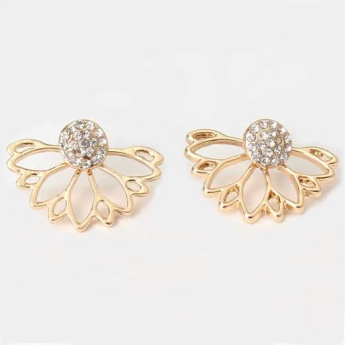 Gold T Bar Shimmer Flower Earrings