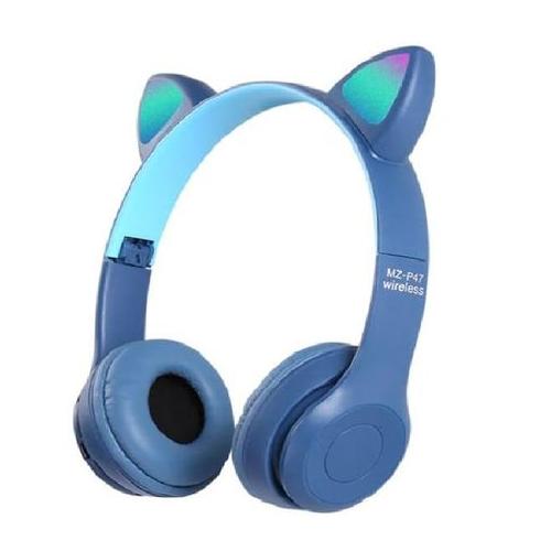 LED Light Up Cat Ear Wireless Bluetooth Headphones - Navy Blue