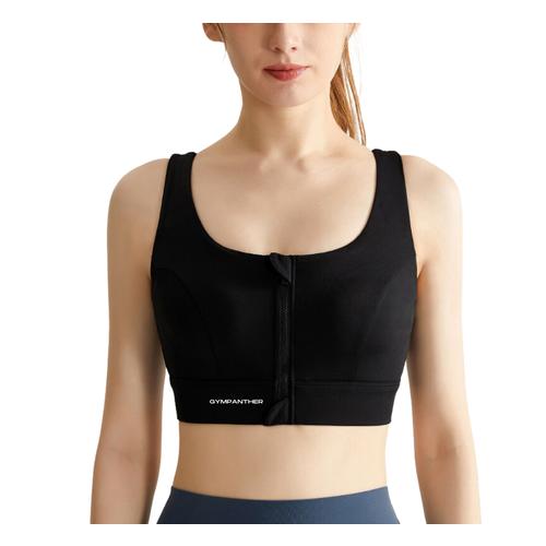 GYMPANTHER Women's High-Impact Sports Bra with Front Zipper