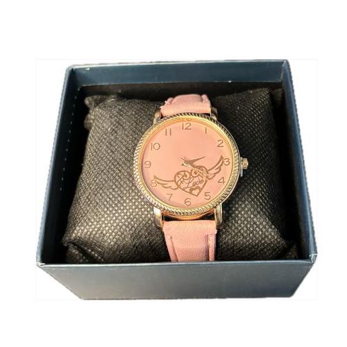 Chic Quartz Watch - Pink Love Heart Design, Rose Gold Case, Leather Strap