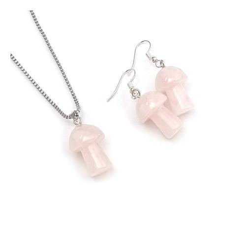 Gemstone Mushroom Necklace and Earring Set