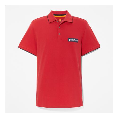 Timberland Printed Logo Pique Polo Shirt For Men In Red