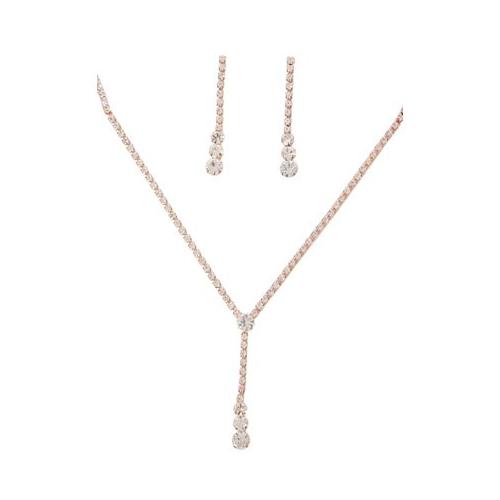 Quiz Ladies - Rose Gold Diamante Drop Jewellery Set