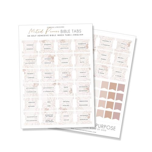Purpose & Proverbs - Bible Tabs - Muted Peonies - English