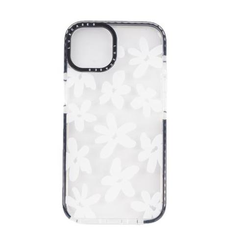 Beautiful Daisy Print iPhone Cover - Transparent, White with Black Edge