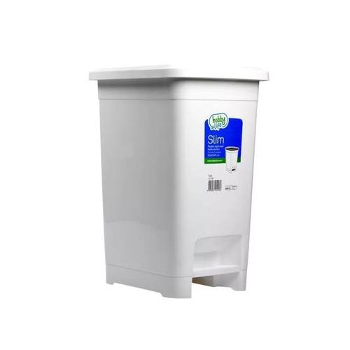 Hobby Life 10L Slim Pedal Dustbin With Handles - White - 011140