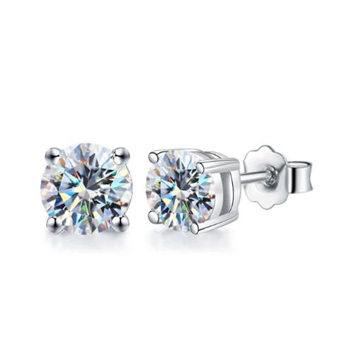 1.00ct Certified Moissanite Diamond 925 Sterling Silver Stud Earrings