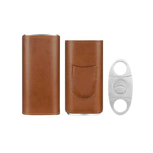 Chenshia - Sophisticated Cigar Case - Leather Case with Cutter | Portable
