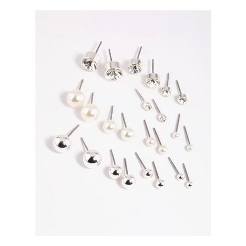 Silver Pearl Stud Earring 12-Pack