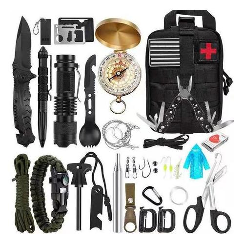 21 in 1 Survival Gear Tactical First Aid Camping Equipment Supplies Kits