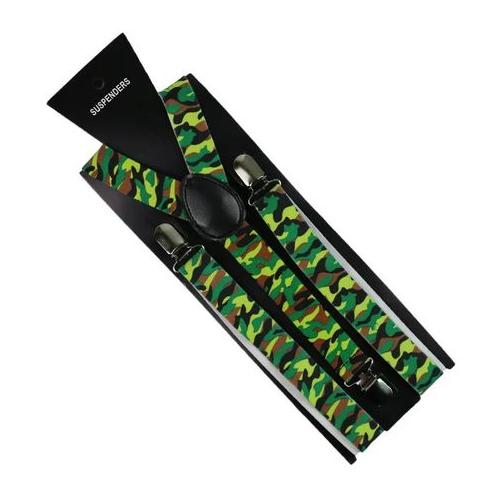 DeBlequy - Camouflage Military Suspenders Braces - Bright Green