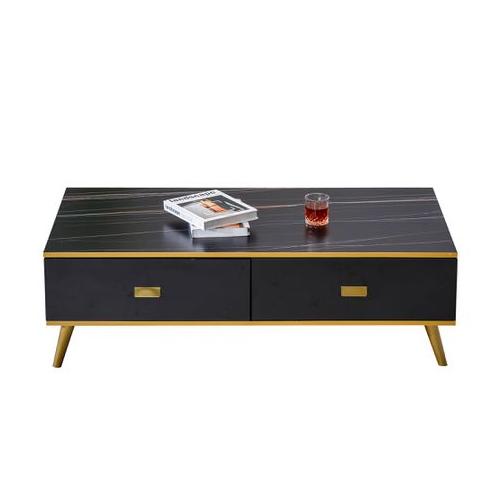 Gold Wood Coffee Table 4 Drawers Side End Table Tea Table