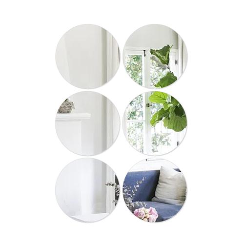 30 cm Round Wall Mirror Tile Stickers - 6 Pieces