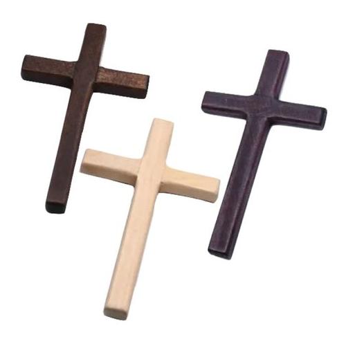 Craft DIY Decor Wooden Religious Prayer Handheld Cross Set of 3 - 12cm
