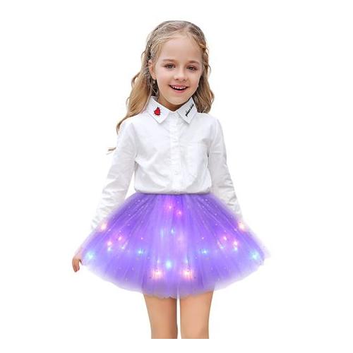 Girl Tutu Skirts with LED Magic Light for Ballet Dance Party Costume
